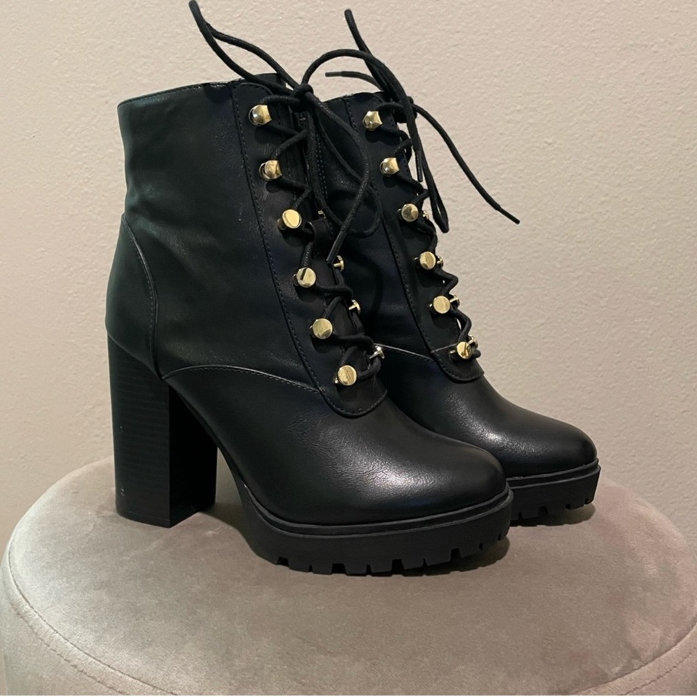 Express Black Lace-Up High Heel Boots